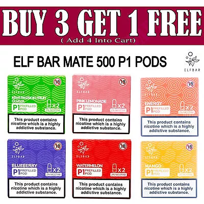 ELF BAR MATE 500 P1 PODS PRE-FILLED DISPOSABLE | 2 Pack | 20MG | BEST FLAVOURS • £5.99