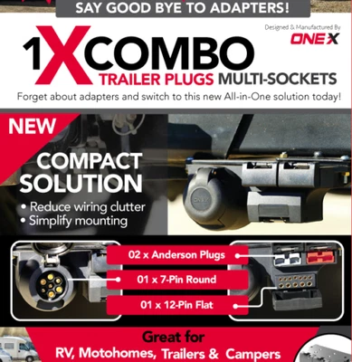 $80 • Buy Onex Combo Trailer Plug INC 2 X Anderson Plugs 1 X 7 Pin Round 1 X 12 Pin Flat