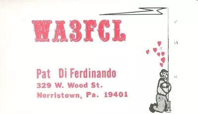 WA3FCL QSL Card Norristown Pennsylvania - 1991 • $1.99