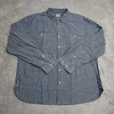 $16.88 • Buy J. Crew Mens Chambray Button Up Shirt 100% Cotton Polka Dot Dark Gray Size XL