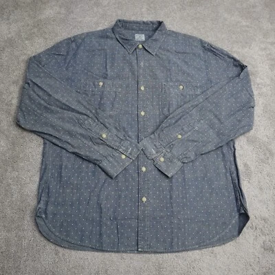 $16.88 • Buy J. Crew Mens Chambray Button Up Shirt 100% Cotton Polka Dot Dark Gray Size XL