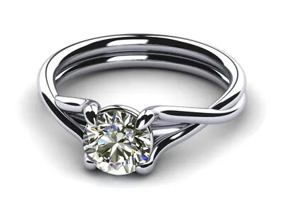 $1.53 • Buy 2.04 Ct Vvs1;Round Near White Real Moissanite Diamond Solitaire 925 Silver Ring
