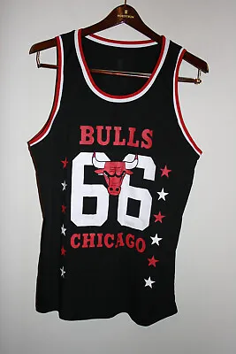 Mens NBA Chicago Bulls Basketball #66 Tank Top Jersey Black Red  XL • $22.46