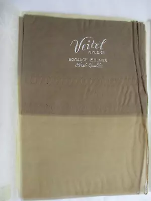 1pr Vintage Veitel  Seamed Full Fashion Sheer Nylon Stockings Sz 10 Med 34  Beig • $29.99