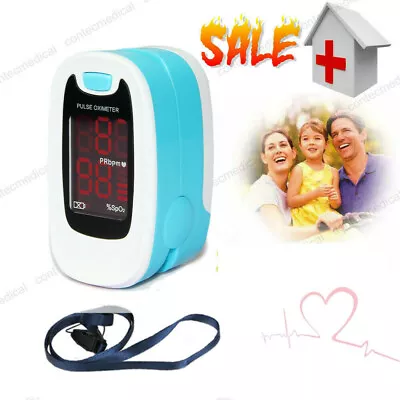 Finger Pulse Oximeter Blood Oxygen SpO2 Tester Heart Rate Monitor With Lanyard • £13.19