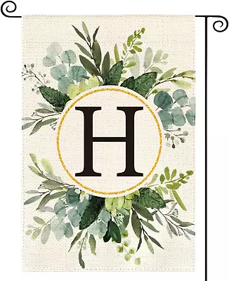Monogram Letter H Floral Garden Flag 12X18 Inch Double Sided Outside Family Las • $18.74