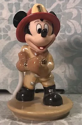 Mickey Mouse Fire Fighter Fireman Ceramic Figurine 4 Inches Tall  Disney Vintage • $20