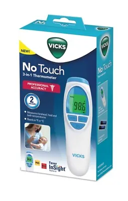 VICKS NO TOUCH 3 IN 1 THERMOMETER MEASURES FOREHEAD FOOD BATH TEMP New • $7.95