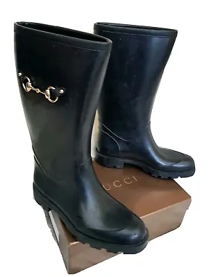 £144.99 • Buy Gucci Authentic Black Horsebit Wellington Boots Size Eur37 UK 4 VGC 