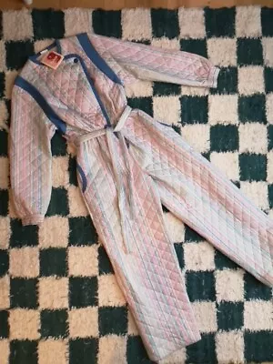 Vintage 70s 80s Quilted Jumpsuit Sleepwear Pyjama Ladies Medium • £155