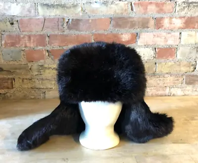 VTG Genuine Fur Quilted Ushanka Trapper Russian Winter Hat - Size Medium • $50