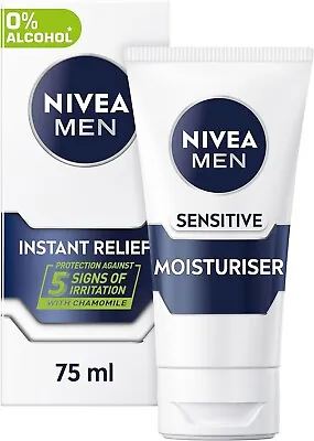 NIVEA Men Sensitive Face Moisturiser Cream Sensitive Skin 0% Alcohol 75ml • £8.45