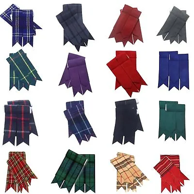 £3.99 • Buy Scottish Kilt Sock Flashes Various Tartans/Highland Kilt Hose Flashes Pointed