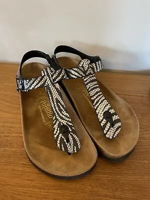 £60 • Buy Ladies Papillio Birkenstock Sandals Leather Size 8 Back Strap Zebra Print