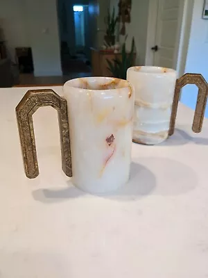 Vintage Medieval Natural Stone Marble Stein Mug Beer Glass Handle  • $89.98