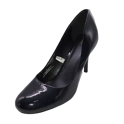 New Mossimo Womens Sz 8 Black Slip On Round Toe Pumps Patent High Heels Shoes • $9.96