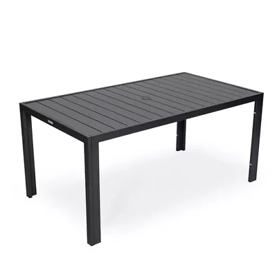 LeisureMod Chelsea 63  Rectangular Outdoor Aluminum Dining Table Black • $593.51