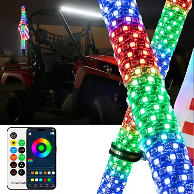 2Pcs 2FT FAT RGB LED Whip Spiral Lights Antenna For Kawasaki MULE 2010 3010 4010 • $153.99