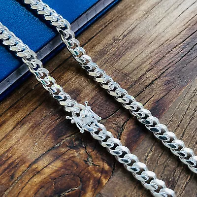 Real Solid 925 Sterling Silver Miami Cuban Mens Boys Chain Bracelet Or Necklace • $185.99