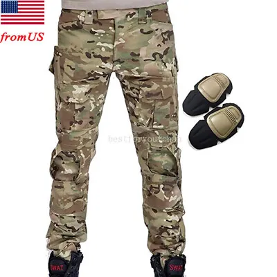 Military Tactical Combat Pants Trousers With Knee Pads For Airsoft Shooting MC • $40.47