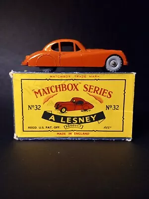 Matchbox #32A Jaguar XK140 Coupe Rare Orange/Red 1957 In Rare Original C Box • $235