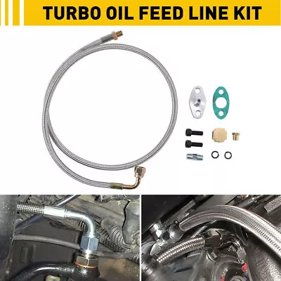 Turbo Oil Feed Line Kit T3 T4 T60 T61 T70 1/8 PNT 90Degree 41 Oil Feed Line Hose • $8.99