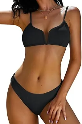 $7.99 • Buy ZAFUL Womens High Cut Bikini Sets Ribbed V-Wire Cami Bikini Two Piece Swimsuit