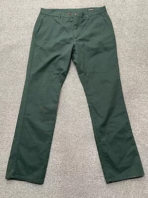 Bonobos Pants Adult 34X32 Green Flannel Lined Trouser Straight Leg Mens • $28.99