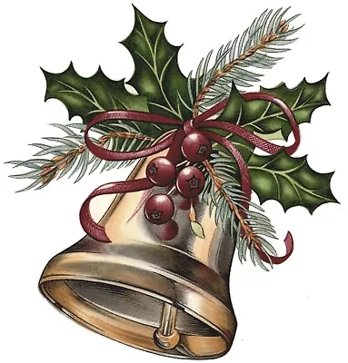 Christmas Vintage Bell Holly Berries Overglaze Waterslide Ceramic Decals • $2.25