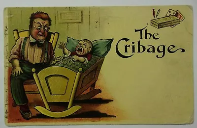 The Cribage Baby 1909 Vintage Postcard Comic Art  • $6.95