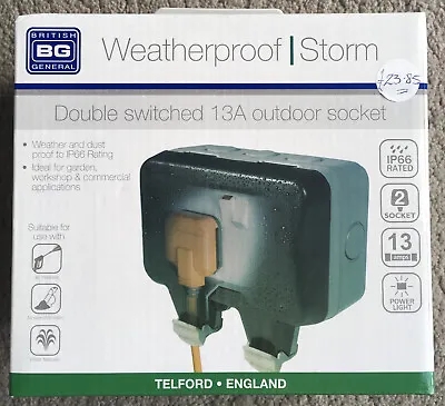 £10 • Buy BG Weatherproof Storm Double Switched 13A Outdoor Socket