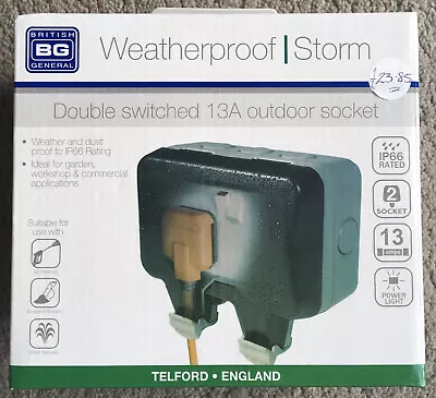 £10 • Buy BG Weatherproof Storm Double Switched 13A Outdoor Socket