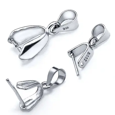 Sterling Silver Pinch Bail Clip Pendant Clasp Slider Pendant Connector Findings • $7.95