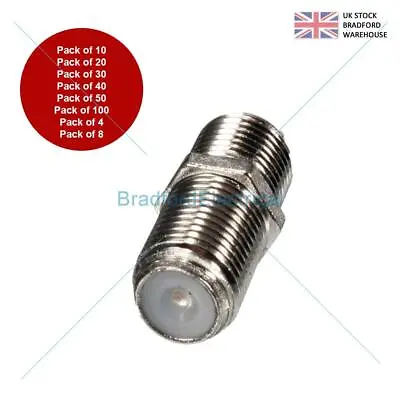 Pack Of Joiner Barrels Connector F Plug Coupler Adaptor 4 Coaxial Cable RG6 • £3.96