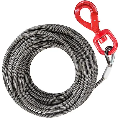 VEVOR Fiber Core Winch Cable 3/8  X 100' Wire Rope Self Locking Swivel Hook • $57.99