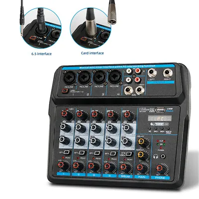 Bluetooth 6 Channel Mixer USB Input Mic-Line Professional Audio Mixing Console • $56.05