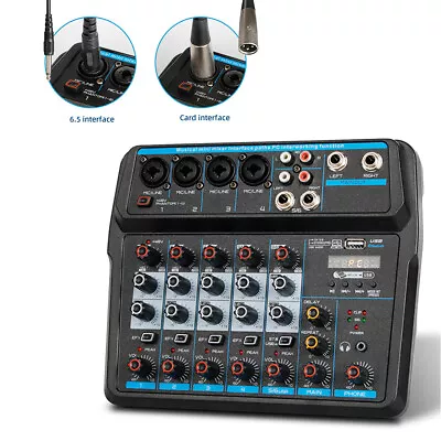 NEW 6Channel Live Audio Mixer Bluetooth USB DJ Sound Studio Mixing Console Mixer • $59