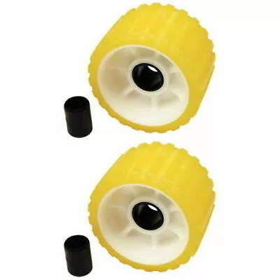 $34.99 • Buy 2 Pack 3 Inch Wide X 5 Inch OD Boat Trailer Yellow Rubber Ribbed Wobble Rollers