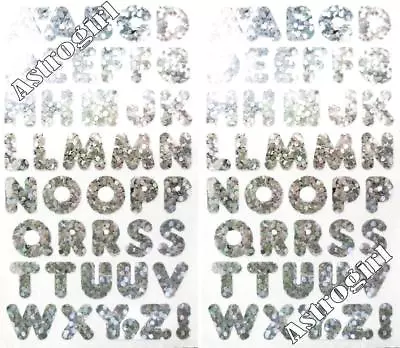 ~ Sparkle Silver Alphabet Uppercase ABC Letters Hambly Studio Glitter Stickers ~ • $2.50