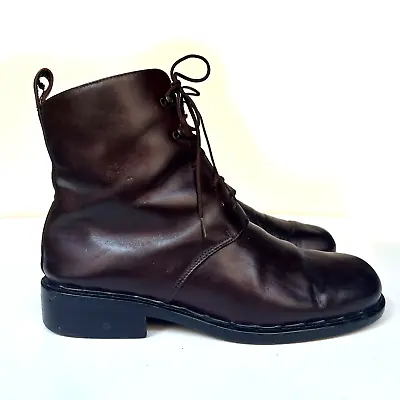 Vintage Eddie Bauer Leather Upper Lace-Up Ankle Boots Brown Italy Womens SZ 9.5W • $59.99