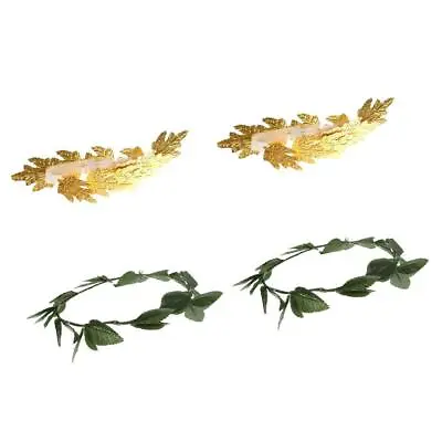 Pack Of 4pcs Goddess Toga Greek Roman Gold Green Leaves Laurel Wreath Head Band • £9.31