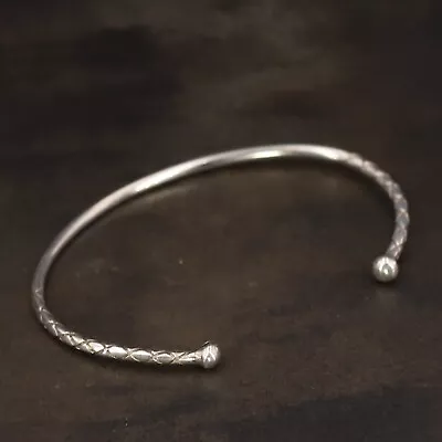 VTG Sterling Silver - 2mm Lattice Ball Tip 5.5  Child's Torq Cuff Bracelet - 3g • $2.99