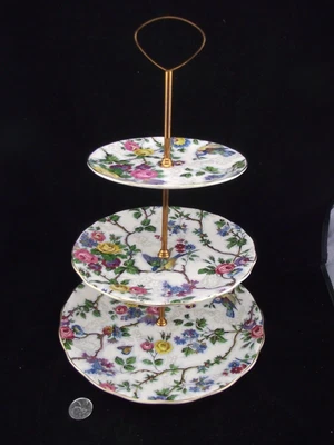 $74.88 • Buy Royal Staffordshire Ceramics Bird Chintz 3 Tier Cookie Lorna Doone 