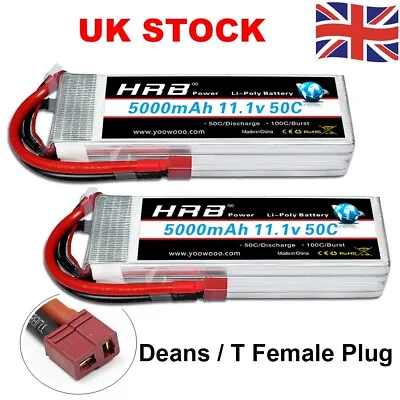 2pcs HRB 11.1V 3S 5000mAh LiPo Battery Deans 50C For RC Airplane Truck Drone Car • £71.99