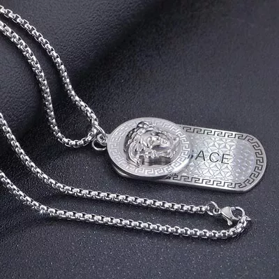 Medusa 2 Dog Tags Silver Necklace • $24.90