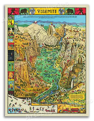 Yosemite National Park 1931 Jo Mora Decorative Pictorial Map - 18x24 • $13.95