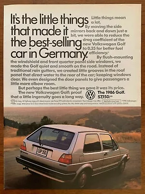 1986 Volkswagen Golf Vintage Print Ad/Poster Car Retro Man Cave Bar Art Décor  • $14.99