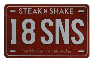 Steak N Shake Shiny Red Foiled License Plate I 8 SNS (I Ate) 2015 Gift Card • $2.49