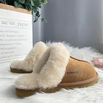 Real Sheepskin Slippers Size 9 UK EU42 Mule Genuine 100% Merino Wool Rubber Sole • £24.95