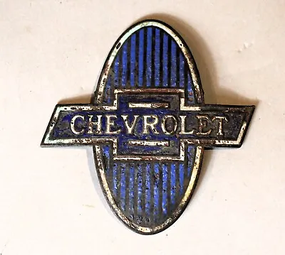 Vintage 1929-32 Chevrolet Radiator Badge Emblem Enamel Metal Rare Chevy GM • $64.47